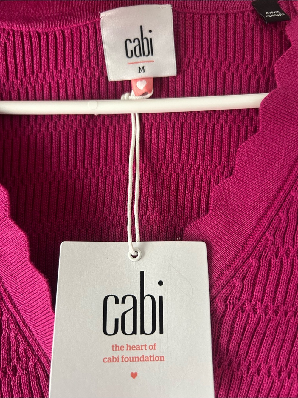 CAbi fuchsia scalloped V-neck button cardigan - Picture 2 of 4